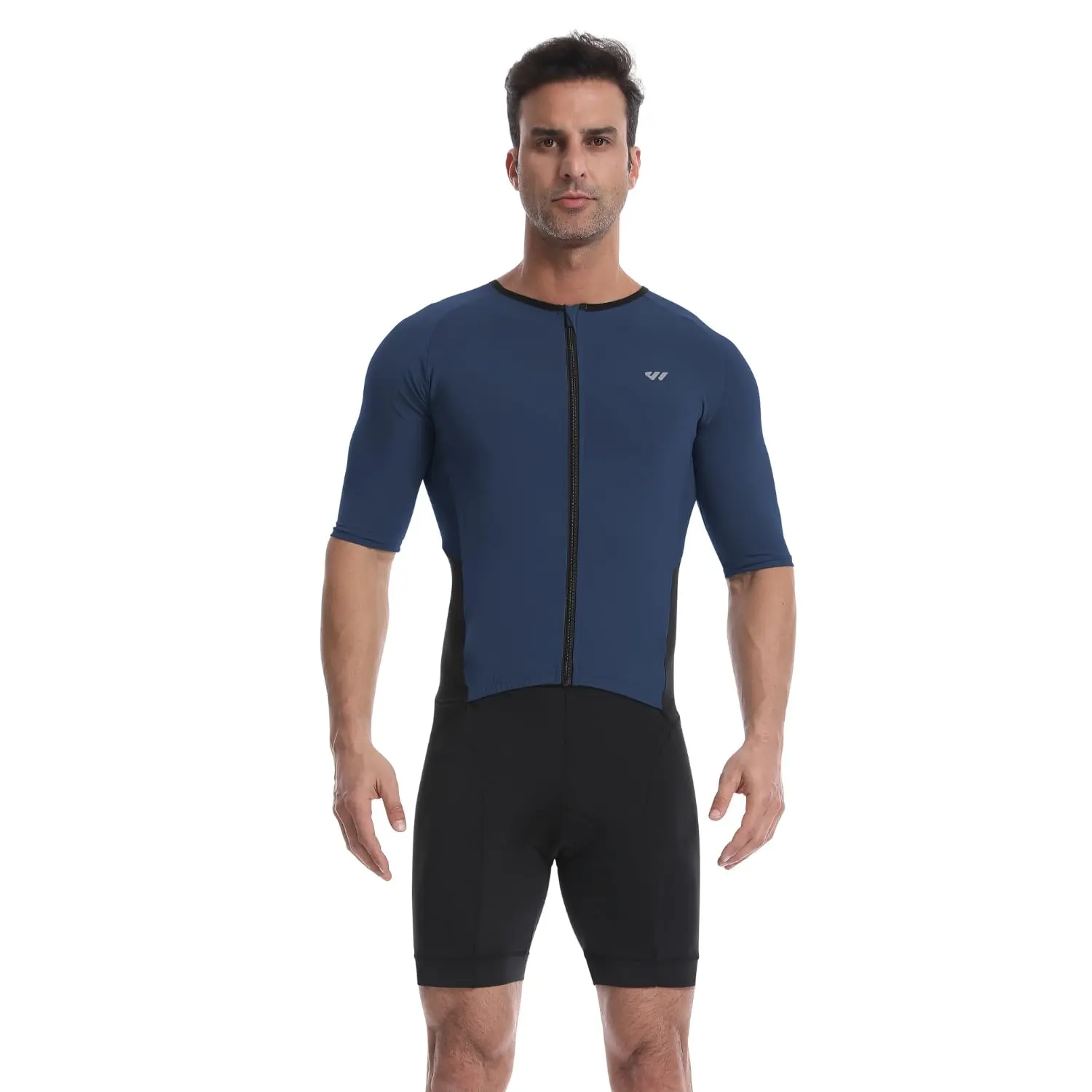 Wulibike Men's Triathlon Race Skinsuit - High-Elasticity Breathable Material Quick-Drying Professional Sports Wear for Cycling, Swimming, Running, High Performance, Dry Fit Cycle, Performance Cycle, Male, Regular Fit, Seat Pad, Body Hugging, Nylon Blend,