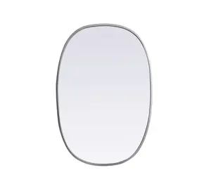 Elegant Decor MR2B2030SIL Silver 20x30 in. Iron-MDF Metal Oval Mirror, Aesthetic Curved Wall-Mounted Mirror with Easy Installation, Room Accessories for Home Decor