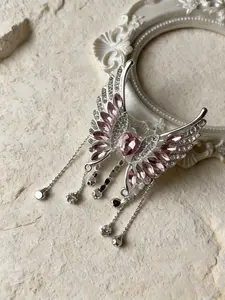 1pc/5pcs Heart Wings Rhinestone Alloy Focal Beads with Bling Sparkly Rhinestone Chains for Pens Colorful Wing Fancy Beads for DIY Craft Embellishments Beadable Pens Bracelet Necklace Earrings Keychain Jewelry Making