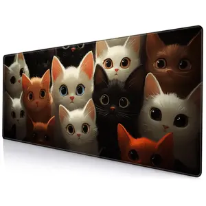 Cute Cat Pattern Mouse Pad, Rectangle Gaming Mouse Pad, Non-slip Mousepad, Office Desk Keyboard Mouse Mat for Home Office Game Room Desk