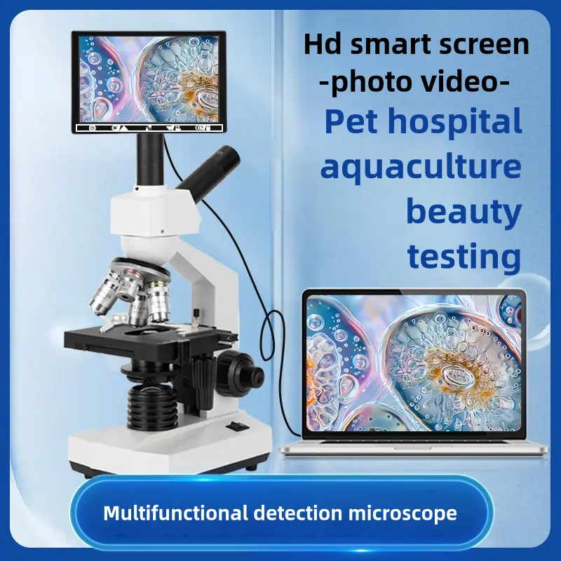 Professional Optics Biological Microscope, 40X-5000X Magnification with HQ E-Diode Tube, for Fish & Animal Husbandry (Examining Egg Quality, Monitoring Breeding Activities), Includes 7-in Phone Stand, 5 Specimens, 40X-2000X Zoom, Single Tube