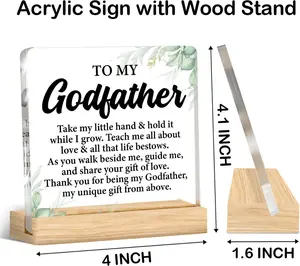 Godfather Proposal Gifts from Godchild, God Father Gifts for Men, to My Godfather Acrylic Desk Plaque Sign Home Decor