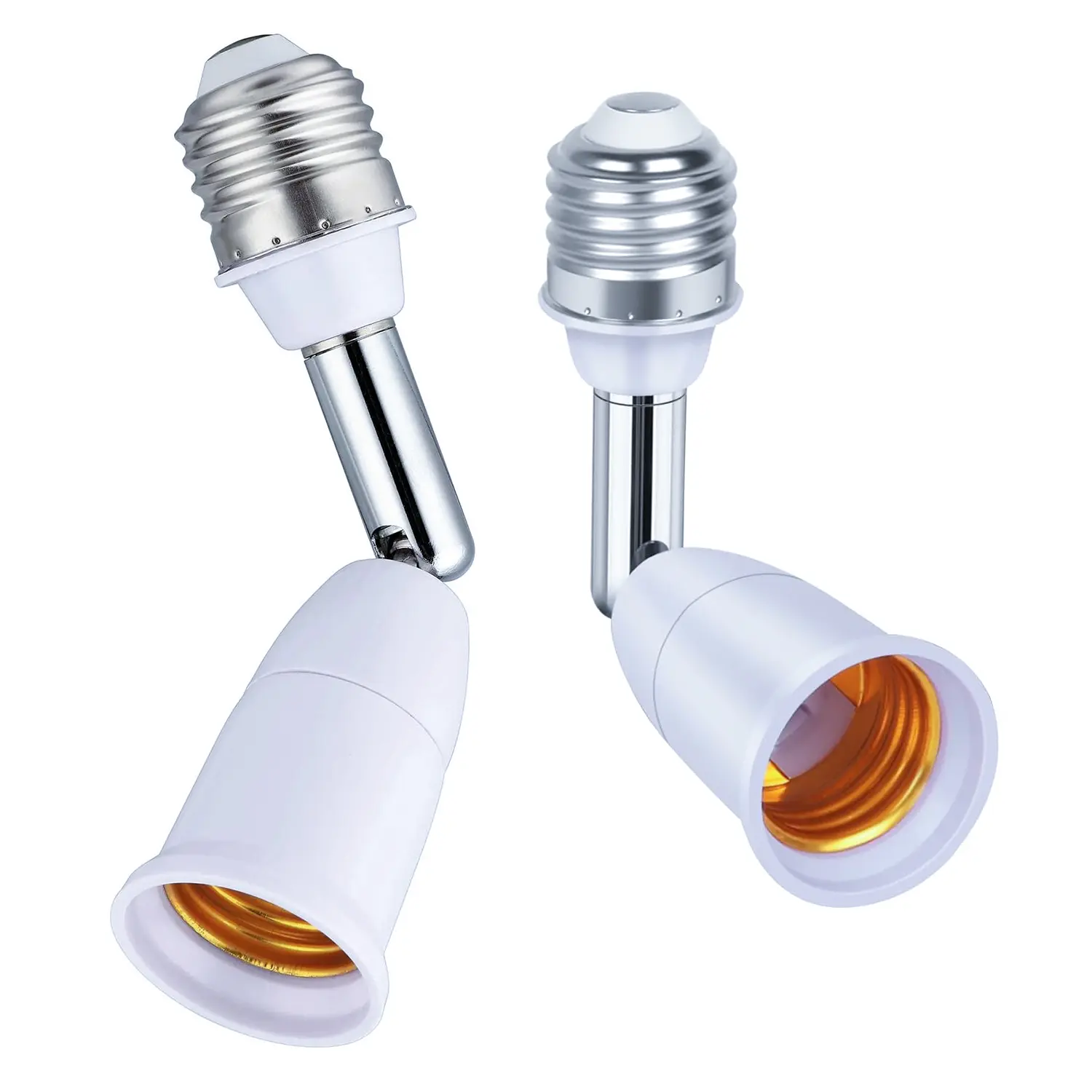 2 E26/E27 Lamp Holder Extenders (4.5 inch) - 160℃ Heat Resist, 360-Degree Rotation, 90° Tilt Adjust, Flame-Retardant, 110-250V Adapter, 150w High-Power, Wide Light Spread for Ceiling Fixtures, Tools & Hardware