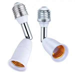 2PCS E26/E27 Light Socket Extender, 180° Bending Degree Extender for E26/E27 Light Bulb, Fan light, Bulb Cam, Light Socket Outlet Adapter, 4.5 Inch Extension, 360° Adjustable Lamp Holder