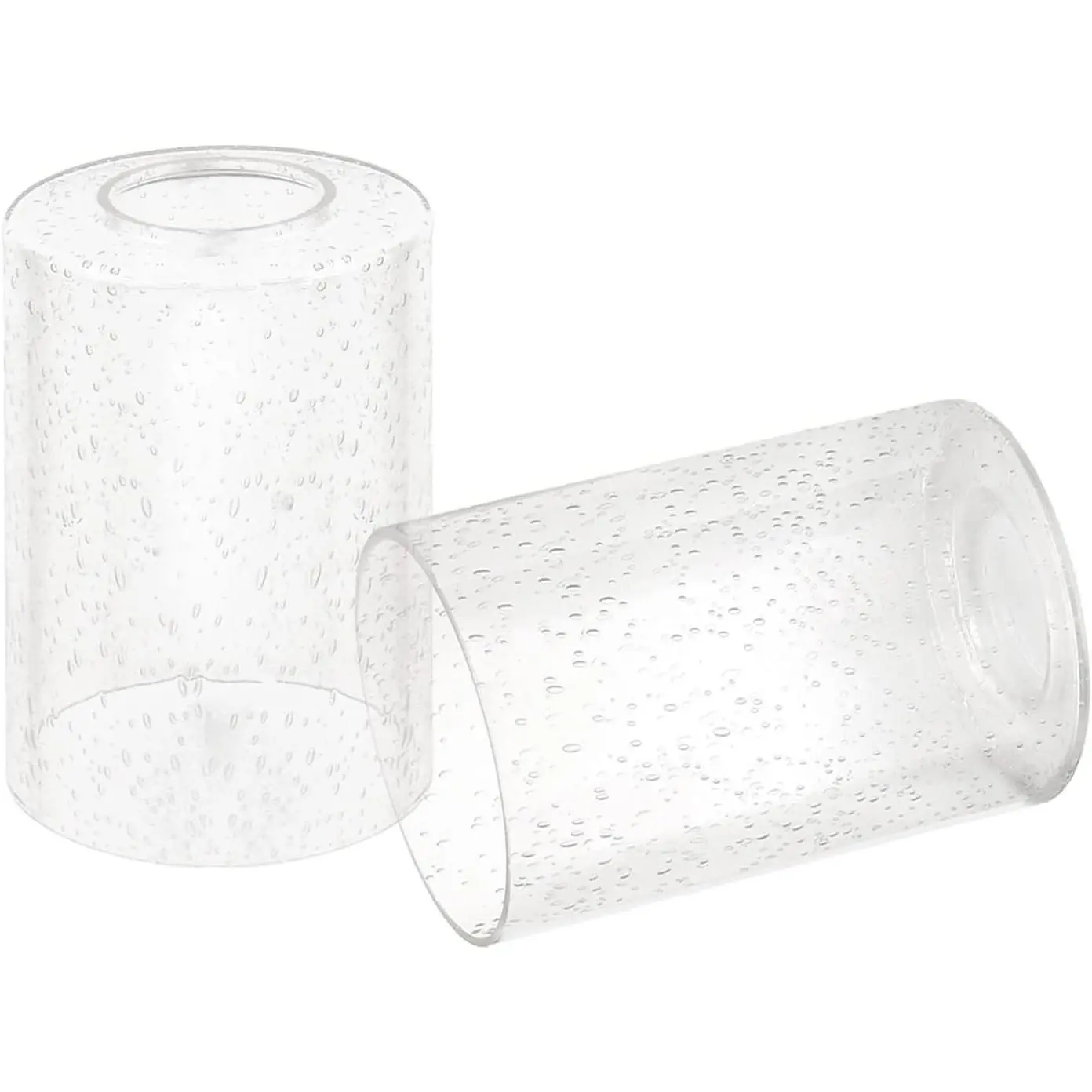 Clear Seeded Glass Cylinder Lamp Shade 2 Pack, Lighting Fixture Replacement Globe Cover for Chandelier Pendant Light Wall Sconce, 1 5/8 inch Fitter