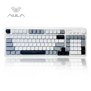 AULA S99 Wireless Gaming Keyboard Bluetooth 2.4GHz USB-C RGB Retro Creamy Color Backlit with Media Knob Number Pad for PC Mac Xbox Gamer
