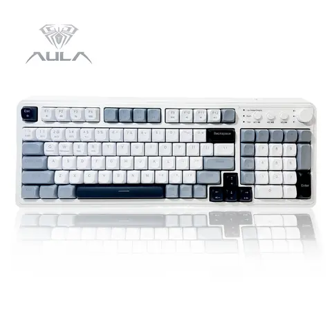 AULA S99 Ergonomic RGB Lighting Wireless Gaming Keyboard - 2.4GHz/Bluetooth/USB-C, Creamy Retro Color, Media Knob, Number Pad, Gaming Setup Accessories, Wireless Keyboards for Android, PC Accessory