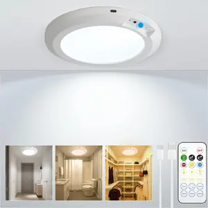 2 Pack Rechargeable Motion Sensor Ceiling Light with Remote - Magnetic Wireless Ceiling Light Battery Powered for Closet Shower Stairs Shed Hallway Porch Patio ect