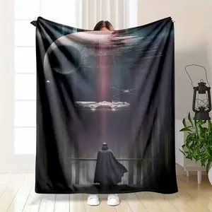 Galaxy Battle Space Scene Flannel Blanket Futuristic Starship and Planet Illustration Print Soft Warm Cozy Lightweight Throw Perfect for Bedroom Living Room Office Sofa Couch Home Decor Gift Ultra Soft No Shed Cozy Throw Blanket for Couch