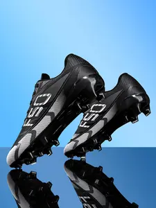 Men's Long Stud Soccer Shoes Fg Ag, Soccer Cleats, Football Boots, Sports Football Shoes, Breathable Anti-Slip Wear-Resistant, Blue Color, Professional Natural Grass Use All Seasons