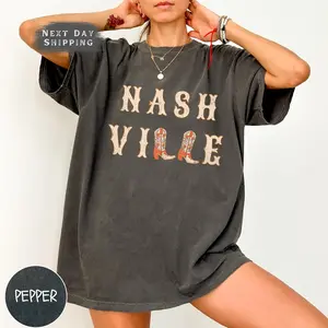 Comfort Colors Nashville Vintage Shirt, Country Music Tee, Cowgirl Boot Shirt, Vintage Varsity Aesthetic, Retro Country Western Music Lover PN02E