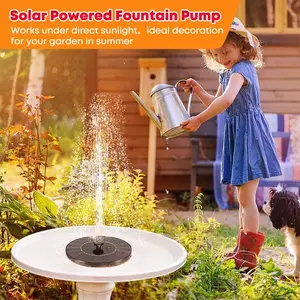 Solar fountain, solar-powered birdbath fountain pump with 4 nozzles, solar module set (1.4W), submersible water pump for pond, pool, garden, and aquarium