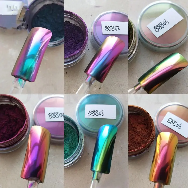 Net0.5g Pearl Chameleon Nail Glitter Powder 12-colors Mirror Polarizing Chameleon Chrome Pigment Magic Aurora Chameleon Dust