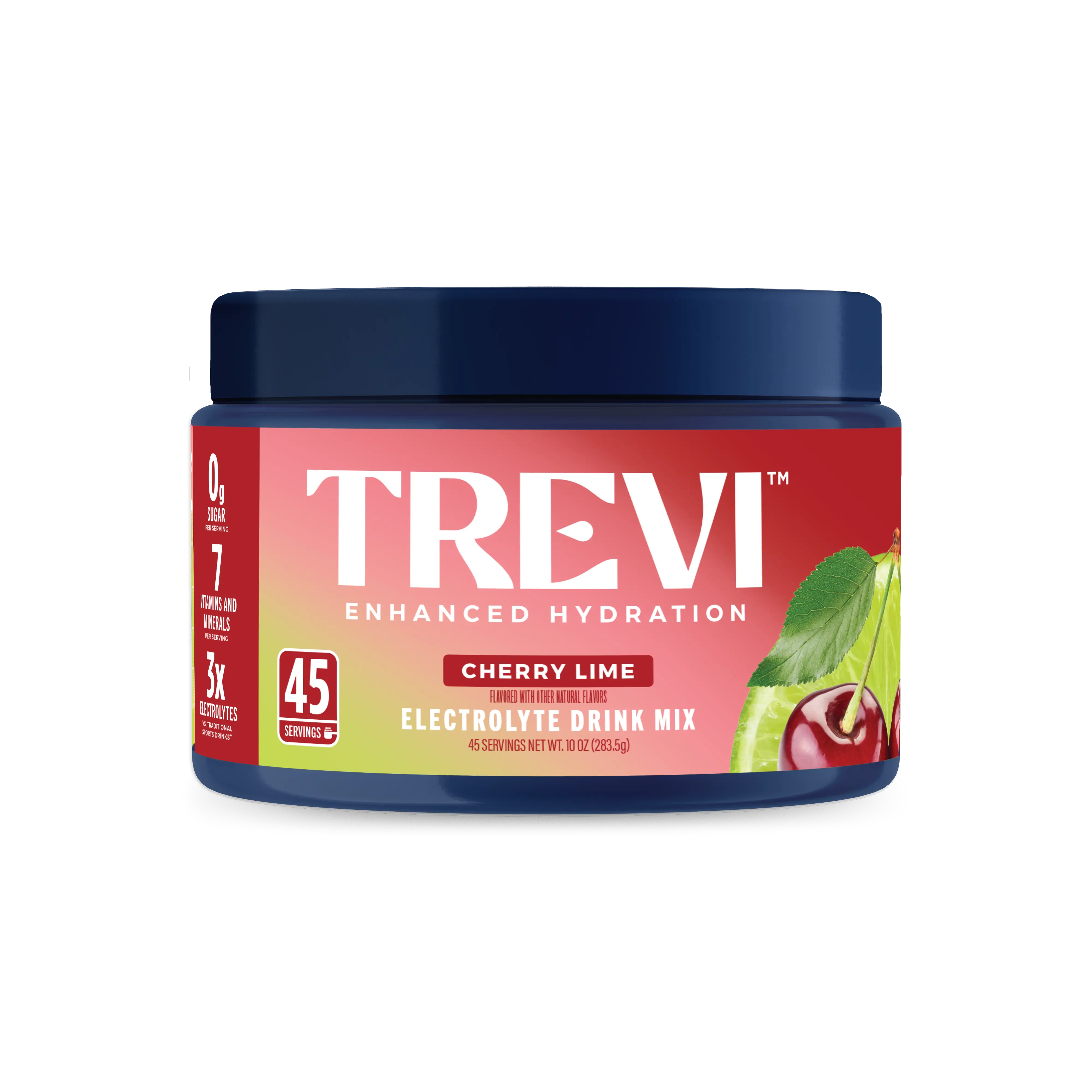 Trevi Sugar Free Cherry Lime Electrolyte Drink Mix – 45 Serving Tub | 0g Sugar, Non-GMO, 7 Vitamins & Minerals, 6 Electrolytes, Energy Hydration Drink Mix, Made in USA
