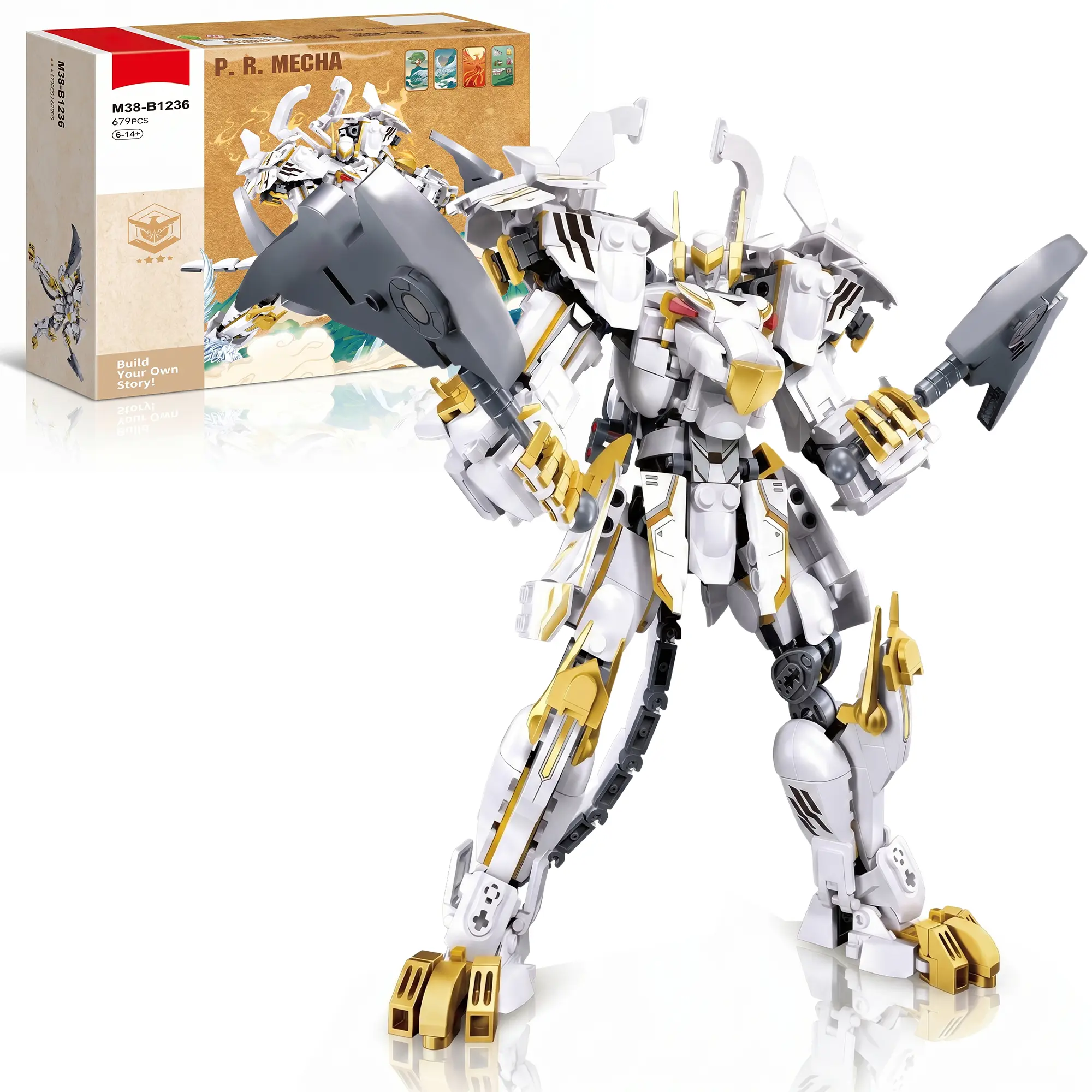 Destroy Warrior Buildable Robot Model Building Kit - High-Grade ABS Collectibles, Spatial Reasoning DIY Project for Teens & Adults, Full-Body Dynamic Articulation Action Figure, Gift for Mech Enthusiasts, Shelf/Desk Display, Buildable Robot Model Building