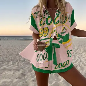 Chic Two Pieces Set, Pop Art Casual Print Dress, Beach vacation style Wide-Leg Two-Piece Set,  Holiday Vacation Outfit , Cozy Comfy Dress , Midi Max Dress