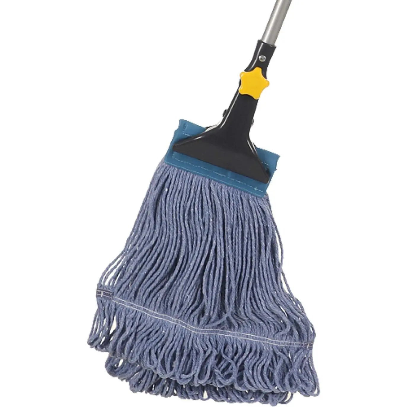 Looped-End String Wet Mop Heavy Duty Cotton Mop Commercial Industrial Grade Telescopic Iron Pole Jaw Clamp Floor Cleaning 55.1 inch Set