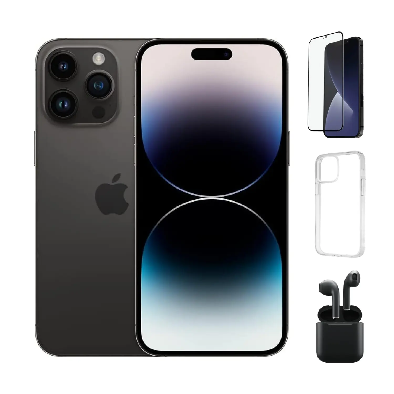 Refurbished Apple iPhone 14 Pro Max A2651 (Unlocked) Acceptable Condition with Case, Wireless Earbuds,Tempered Glass Screen Protector & 1 Year Warranty