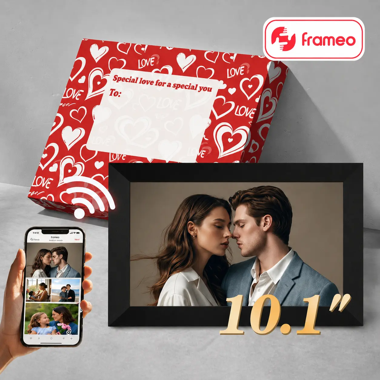 Ekoio Gift idea,10.1 Inch WiFi Digital Photo Frame with 1280 * 800P IPS Touch Screen ,Built-in 32GB Storage,Video Clips and Slide Show,Send Photos Instantly from Anywhere with via Free APP