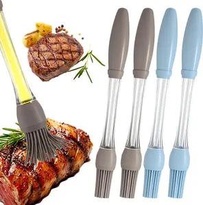 4Pcs Silicone Basting Brushes for BBQ Grill Baking Kitchen Dishwasher Safe Blue Gray High-Quality Flexible Heat-Resistant Oil Reservoir