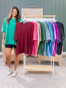 Zenana 100% Cotton Acid Wash Drop Shoulder Boyfriend Tee | S/M-L/XL