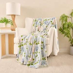 Americana Velvetsoft Throw with Soft Floral Design Single-Sided Printed Soft Blanket Cozy Lightweight Flannel for Sofa Bed Bedroom All Season Warm Plush Blanket for Home Decor and Gifting Made in the USA
