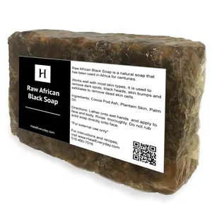 HALALEVERYDAY Raw African Black Soap Natural Plant-Based Cleanser for Face Body & Hair 1 lb & 5 lb packaging Multi-Purpose Traditional Skincare
