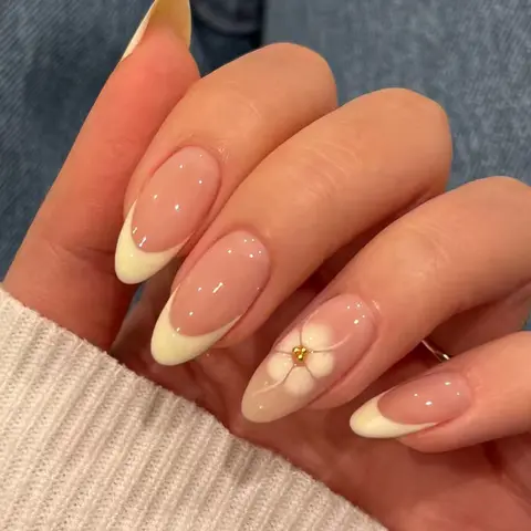 Instantly Elevate Your Look, 24 Almond Shape Nails, Flower 3D Series Nail Art Design Press-On Fake Nails Long Perfect Fit False Nail Set, Includes Nail File & Jelly Glue