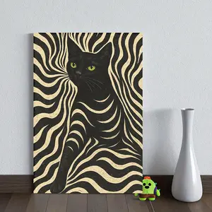 1pc 2D Cat Art Print, Eyes Zebra Striped Vintage Wall Decor, Unframed Canvas Poster for Bedroom Living Room Dorm, Vintage Prints, Wall Art Decoration
