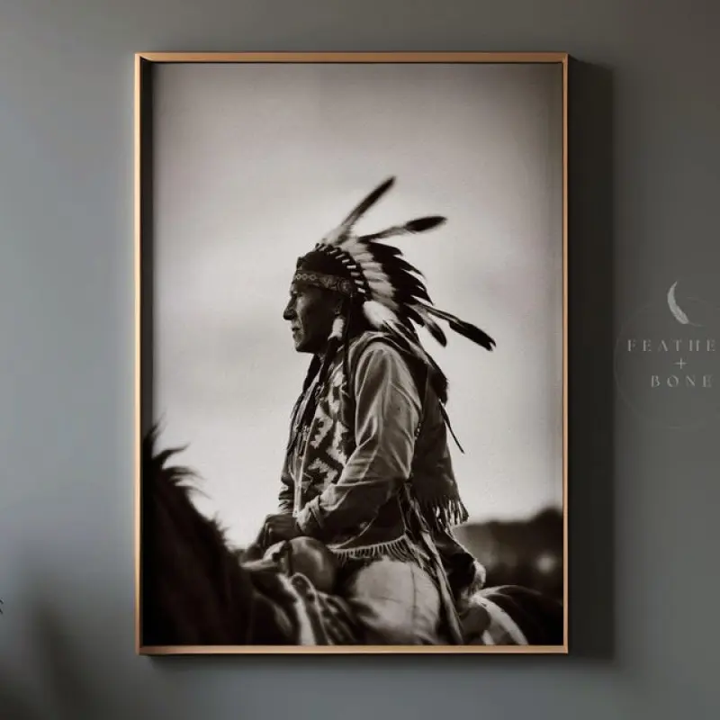 Native American Warrior print, Indigenous art, Native American photography, Western home Decor, Vintage wild west, Indian warrior wall art