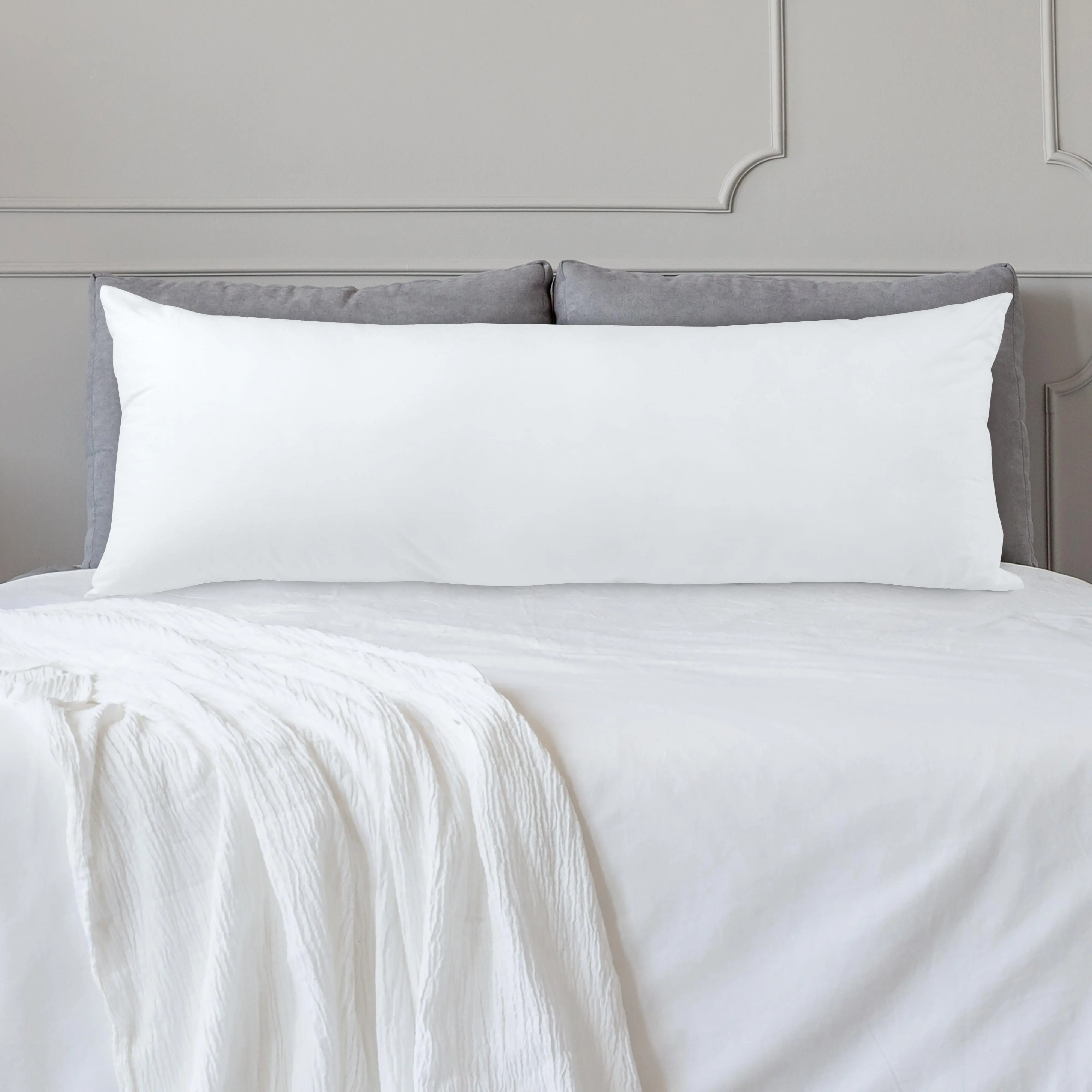 Elegant Comfort Full Body Pillow Insert – Poly-Cotton Shell with Siliconized Fiber Filling for Cozy Support