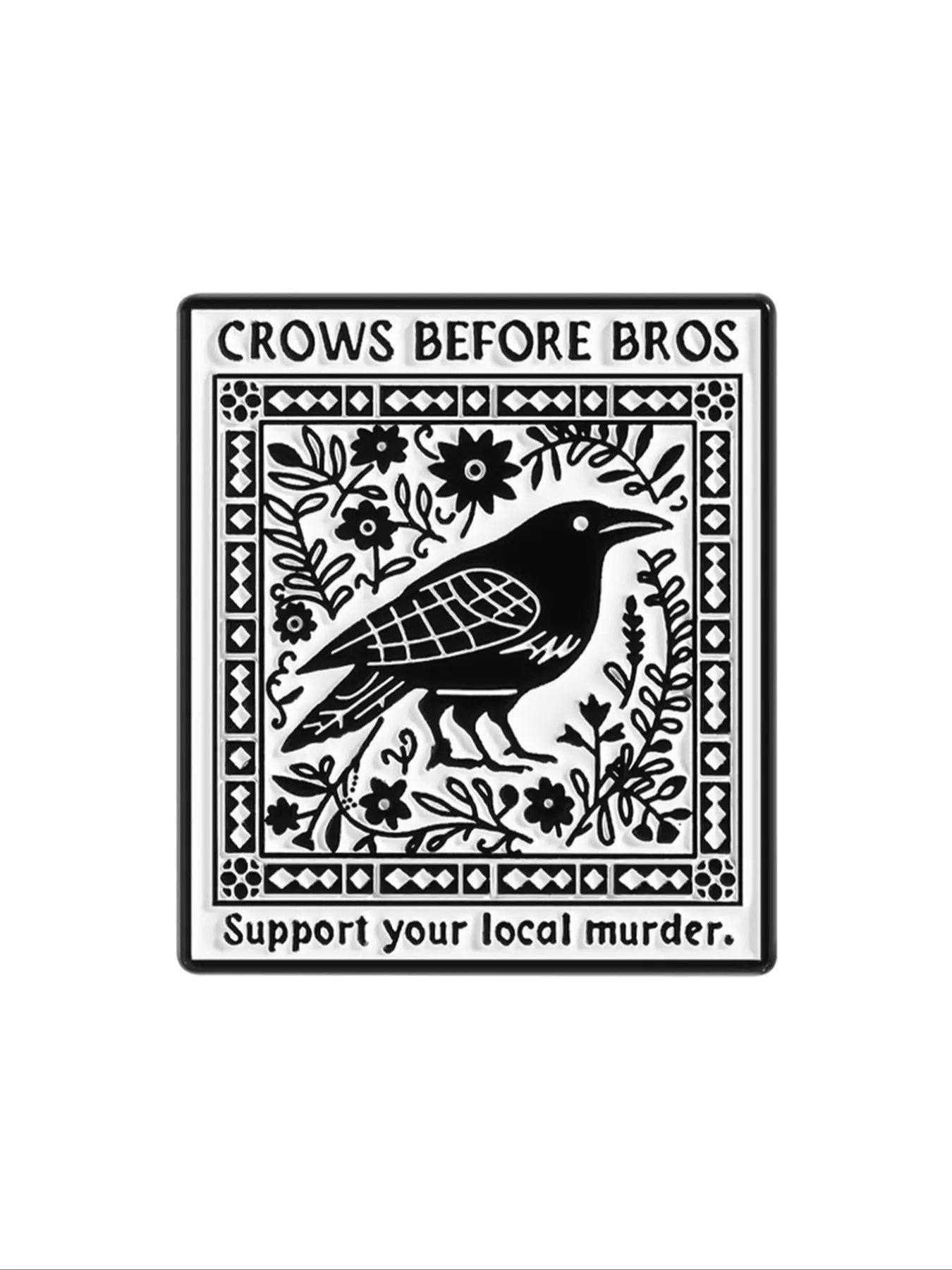 Crows Before Bros Enamel Pin Dark Floral Crow Brooch Backpack Lapel Badge Flower Brooch Pin Fashion Jewelry Suitable for Men and Women Daily Wear as a Gift for Friends Brooch Clip Enamel Lapel Pins Alloy Brooch Pin