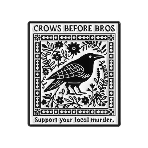 Crows Before Bros Enamel Pin Dark Floral Crow Brooch Backpack Lapel Badge Flower Brooch Pin Fashion Jewelry Suitable for Men and Women Daily Wear as a Gift for Friends Brooch Clip Enamel Lapel Pins Alloy Brooch Pin