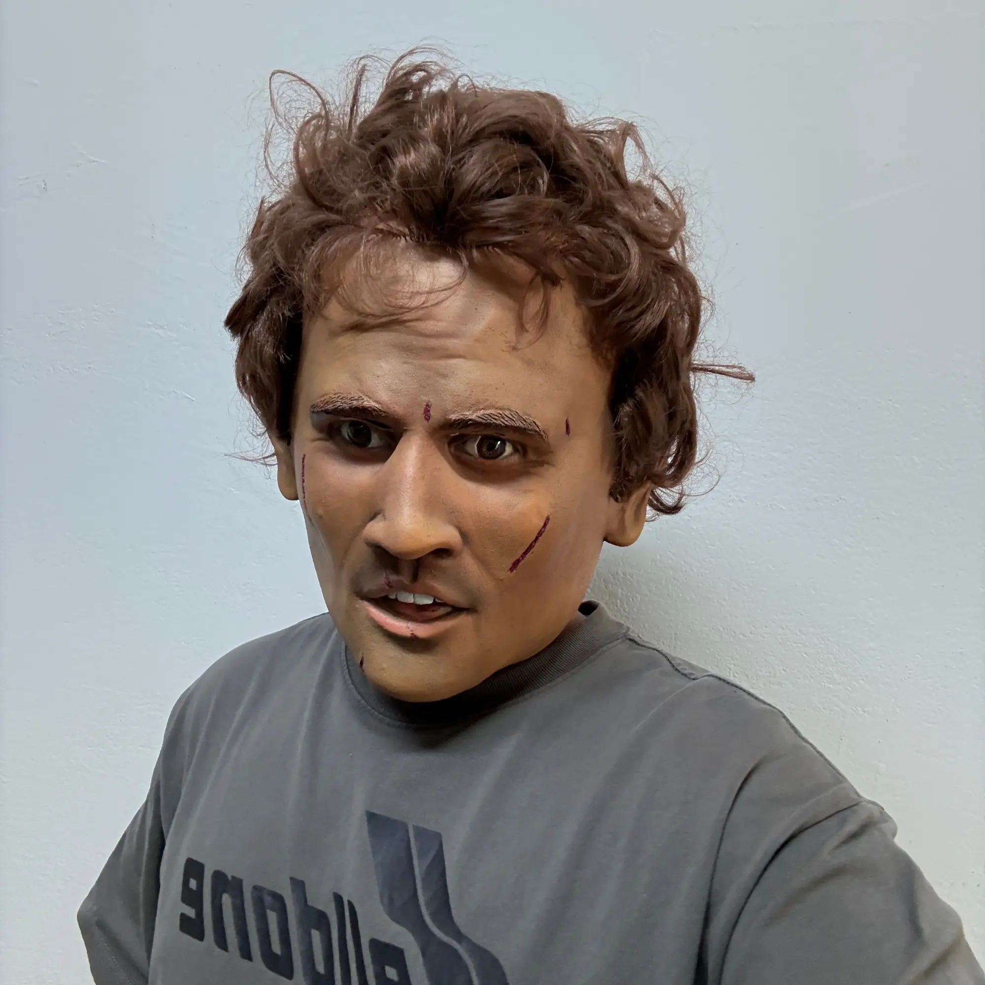 Handsome Guy Masks Scarred Man Masks With Curly Hair Prank Scary Creepy Spooky Party Props Roleplay Supplies Realistic Helmet Halloween Decor Carnival Headgear Hyper Realistic Mask Party Face Masks Costume Mask