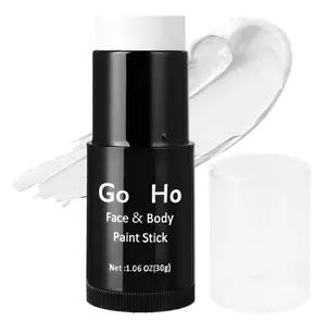 -Blendable Clown White Face Paint Stick,Full-coverage Waterproof White Body Paint for Halloween Cosplay Joker Zombie Vampire Skeleton Clown SFX Makeup,White Eye Black Stick Cosmetic Cream