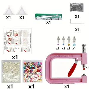 Pearl Setting Kit – 1,000 Round Pearl Studs (5 Sizes), Attaching Tools for Hats, Shoes, Clothing & DIY Crafts, Perfect for Creative Projects