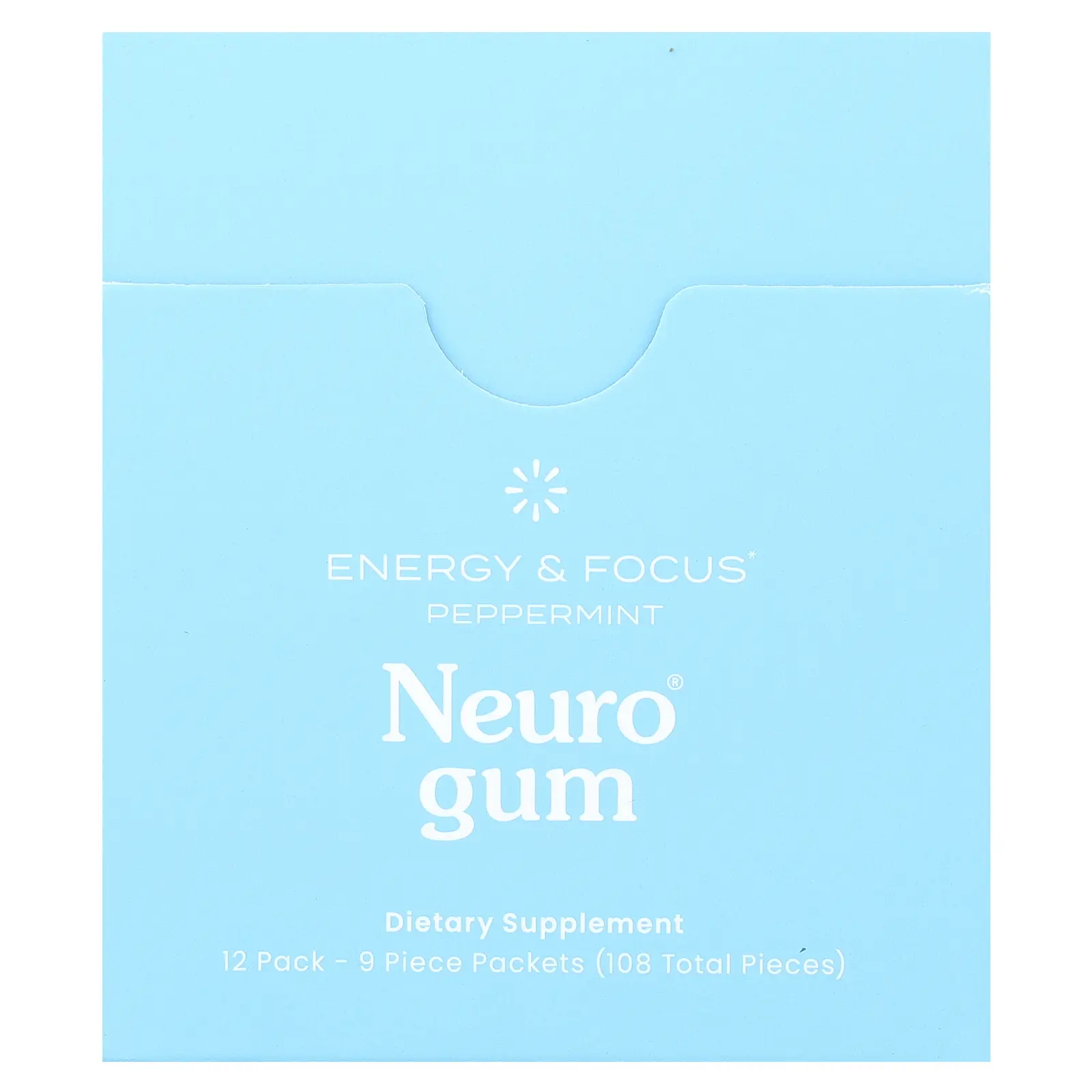 NeuroGum Energy & Focus Gum, Peppermint, 12 Pack, 9 Pieces Each