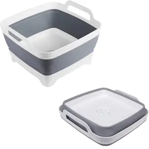 Dishpan For Washing Dishes,9L Collapsible Dish Tub Portable Sink,Wash Dish Basin,Foldable Laundry Tub,Washing Basin with Drain Plug,Dishpan for Kitchen Sink,Camping Dish Washing Tub,