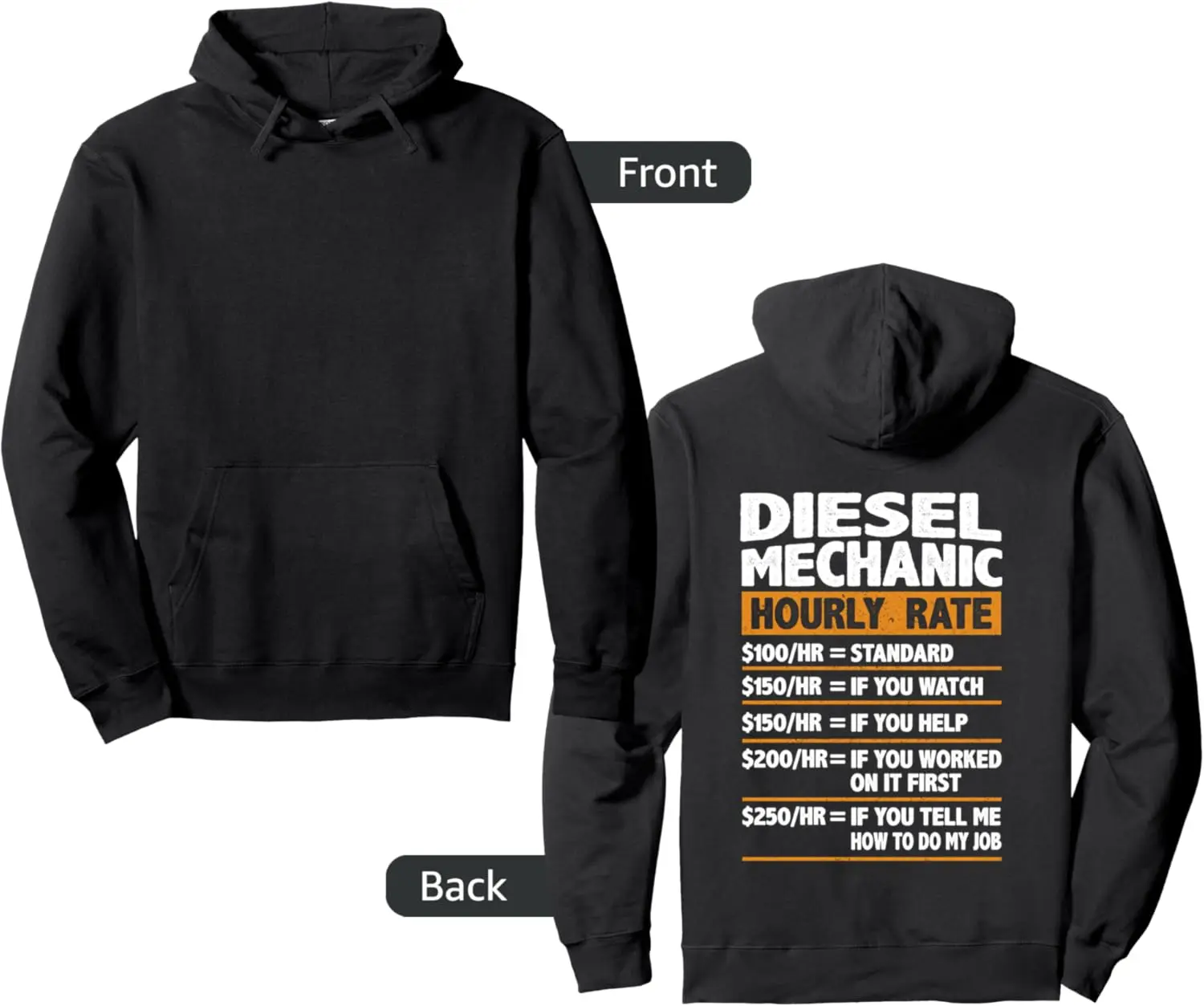 Diesel Mechanic Hourly Rate Funny Gift Diesel Mechanic Pullover Hoodie