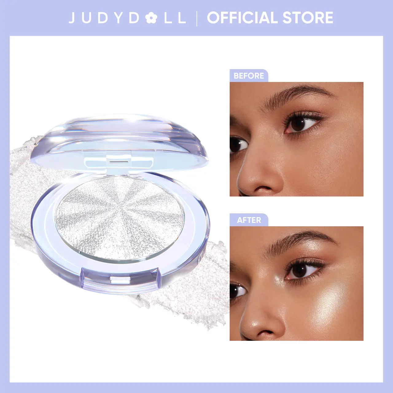 JUDYDOLL Glow Magnify Highlighter, Radiant Glow Highlighter Powder,Lightweight Smooth Texture, Long-Lasting Luminous Shine, Natural Face Brightening, Blendable Highlight Makeup,Daily Makeup & Party Glow Essentials, Summerwins