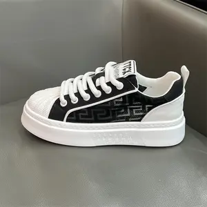 GGOR 2026 Mens Hot Selling White Sneakers| Breathable Single Mesh, Thick Sole, Color Block, Casual Comfortable Classic sneakers with Upper, Rubber Sole, Fabric Inner, Lace Closure