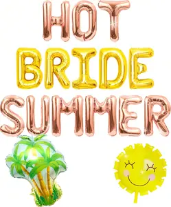 LaVenty Hot Bride Summer Balloons Banner Tropical Beach Bachelorette Bridal Shower DecorationsHawaiian Luau Wedding Engagement Party Supplies