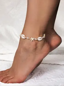 Boho Style Shell & Starfish Decor Anklet, Adjustable Braided Anklet for Women & Girls, Fashion Jewelry for Party, Daily Decor, Trendy All-match & Exquisite Jewelry for Birthday Gift, Trendy Fashionable Accessories