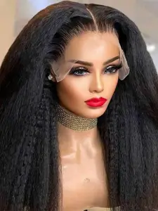 Yaki 30-Inch Soft Twist Straight Wig, 180 Density, 13x4x1 Synthetic Lace Front, Pre-Trimmed Realistic Style, Daily Wear, Women's Hairpiece