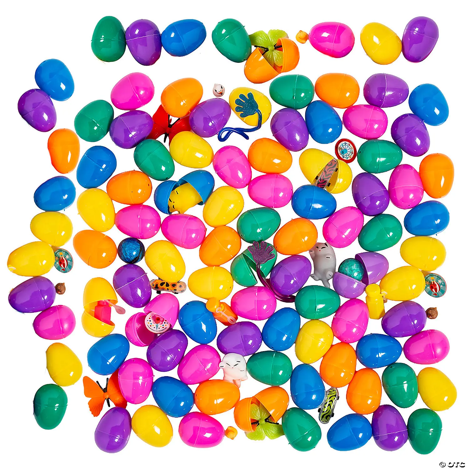 2.5-in Toy-Filled Plastic Easter Egg Capsules, Bulk 100 Pcs Playful Capsule Toys with Surprise Mini Animal Assortment for Large Community Hunts, Classrooms
