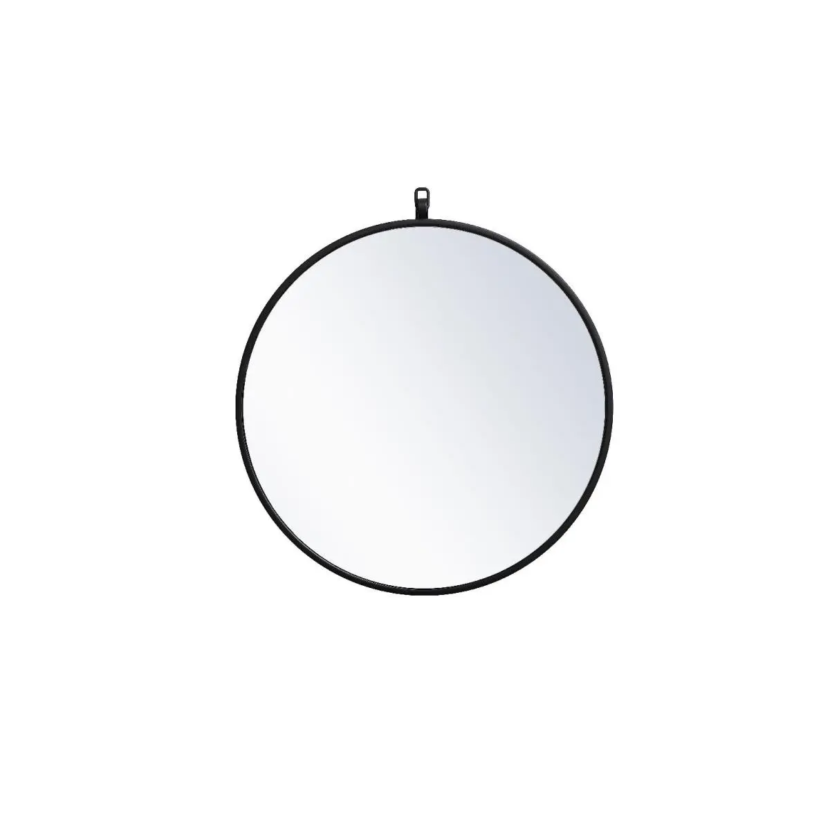 Elegant Decor MR4721BK 21 in. Round Framed Glass Wall Mirror - Modern Metal Frame, Welded Hanger, Decorative Hook, Black, MDF-Backed Compact Design, Beveled Wall-Mounted Mirror for Small Spaces, Office Use, Hanging Mount