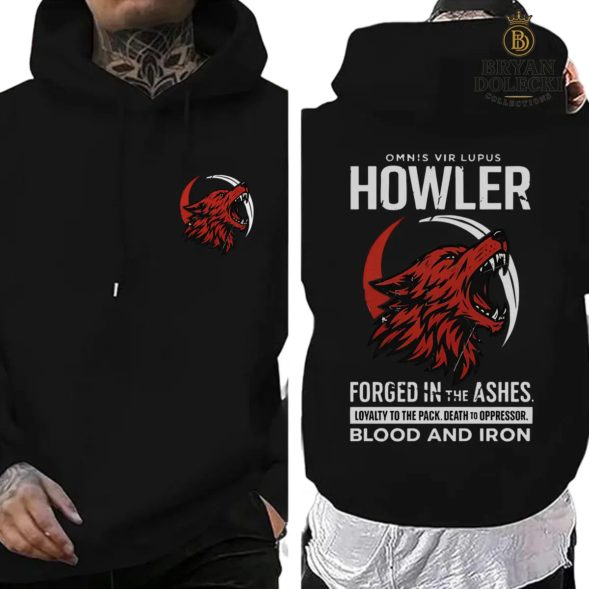 Vintage Howler Red Rising 2 Sides Hoodie, Omnis Vir Lupus Pullover, Red Rising Book Merch, Howlers Fan Gift, Unisex Sci-Fi Hoodie