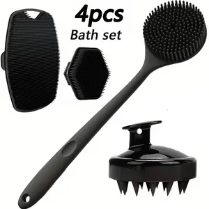 Upgrade Silicone Exfoliating Brush, Multi Purpose Brush, Shower Scrubber & Scalp Cleaner, Back Massage Tool, Essential Bath Accessories, Body Brush, Body Care Tool