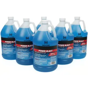 HOANK (6 Gallons Power Blast Windshield Washer Fluid, All Season Formula, 0°F Protection, Blue, 1 Gallon Jug, Ready to Use (For All Types of Vehicles Including EV's)