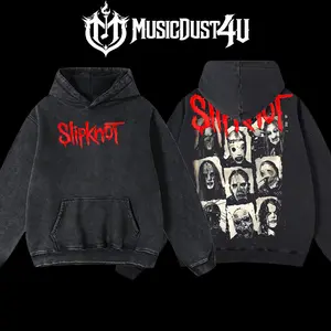 MusicDust4U Retro Vintage Limited Edition Slipknot Self-Titled Era 9-Member Portrait Classic Cotton Hoodie Unisex 100% Premium Cotton Menswear